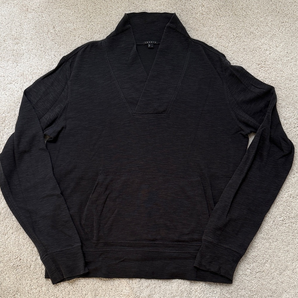 Theory Men's Heather Black Cotton Sweater